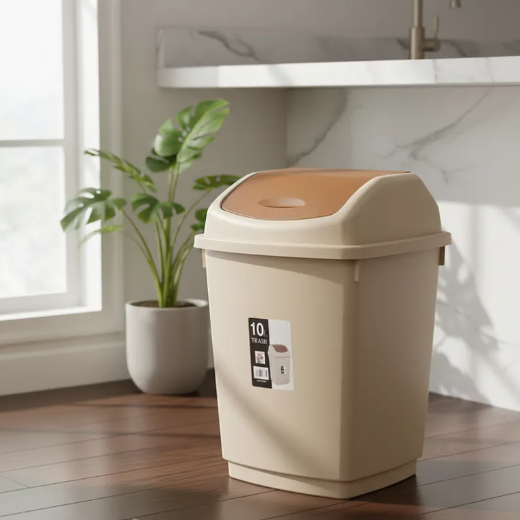 Basurero Plástico 15l Tapa Vaivén Cocina Baño 1