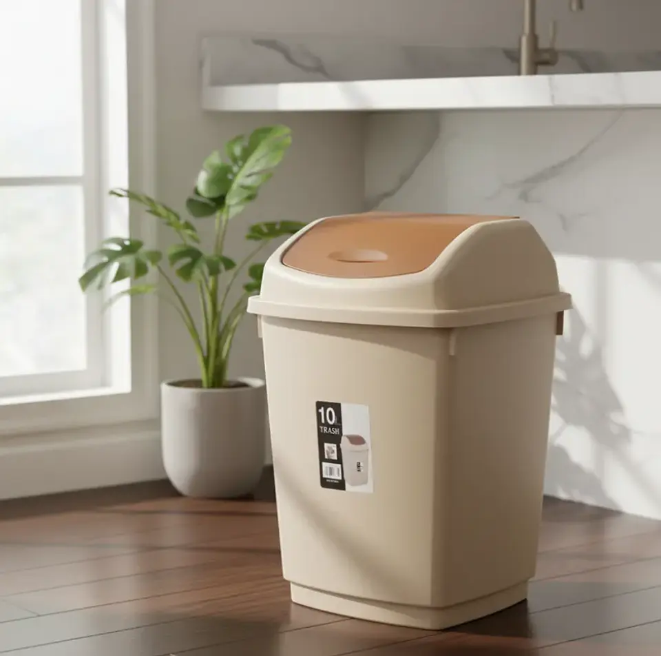 Basurero Plástico 15l Tapa Vaivén Cocina Baño 1