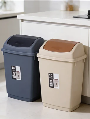 Basurero plástico 10L con tapa vaivén