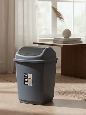 Basurero plástico 10L con tapa vaivén