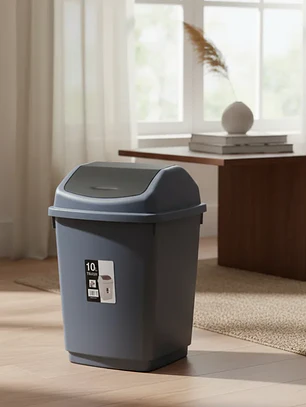 Basurero plástico 10L con tapa vaivén