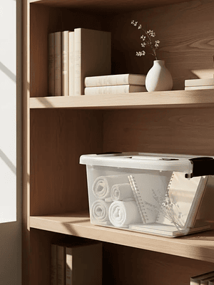 Caja Organizadora Plástica 42x30x25cm con Tapa y Broches 20L