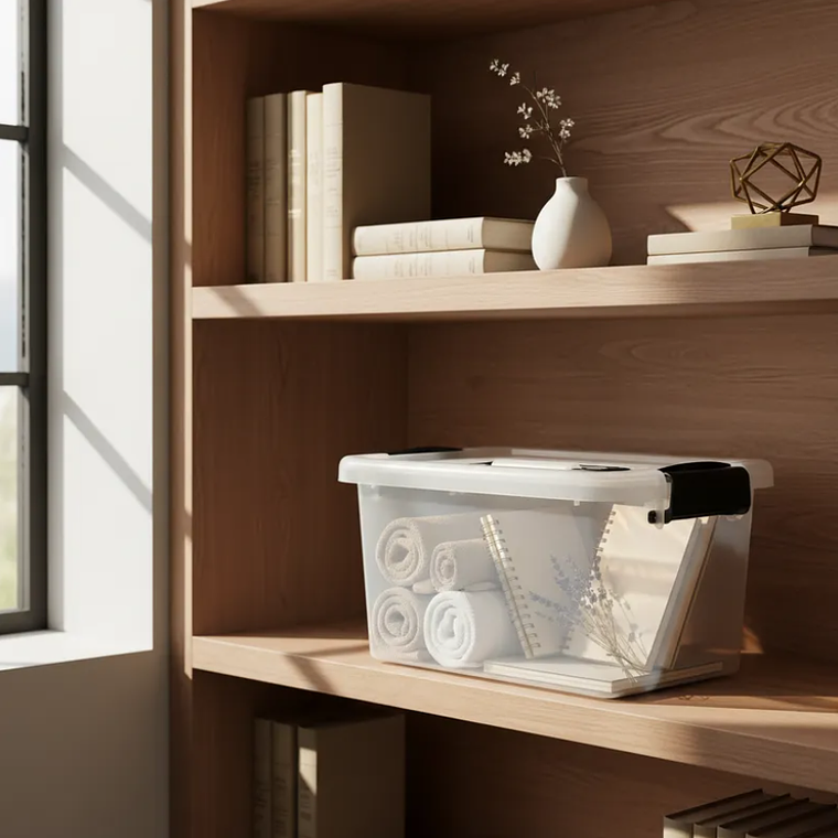 Caja Organizadora Plástica 42x30x25cm con Tapa y Broches 20L 1