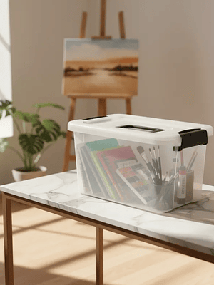 Caja Organizadora Plástica 42x30x25cm con Tapa y Broches 20L