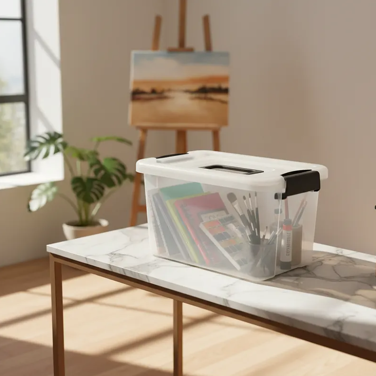 Caja Organizadora Plástica 42x30x25cm con Tapa y Broches 20L 2