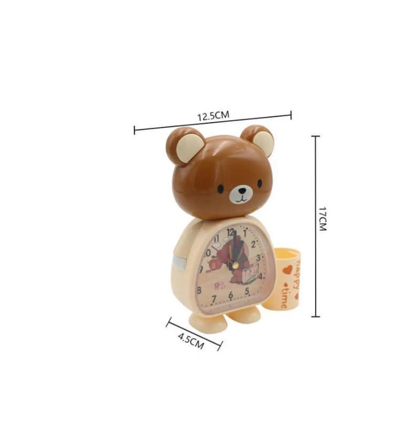 Reloj Despertador Infantil Diseño Oso Con Portalápices 3