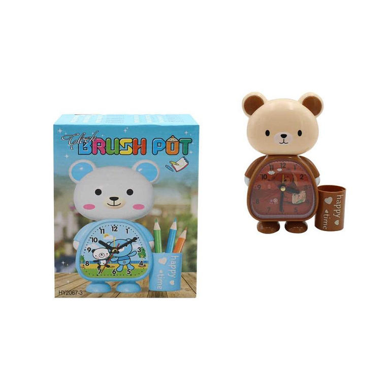 Reloj Despertador Infantil Diseño Oso Con Portalápices 5