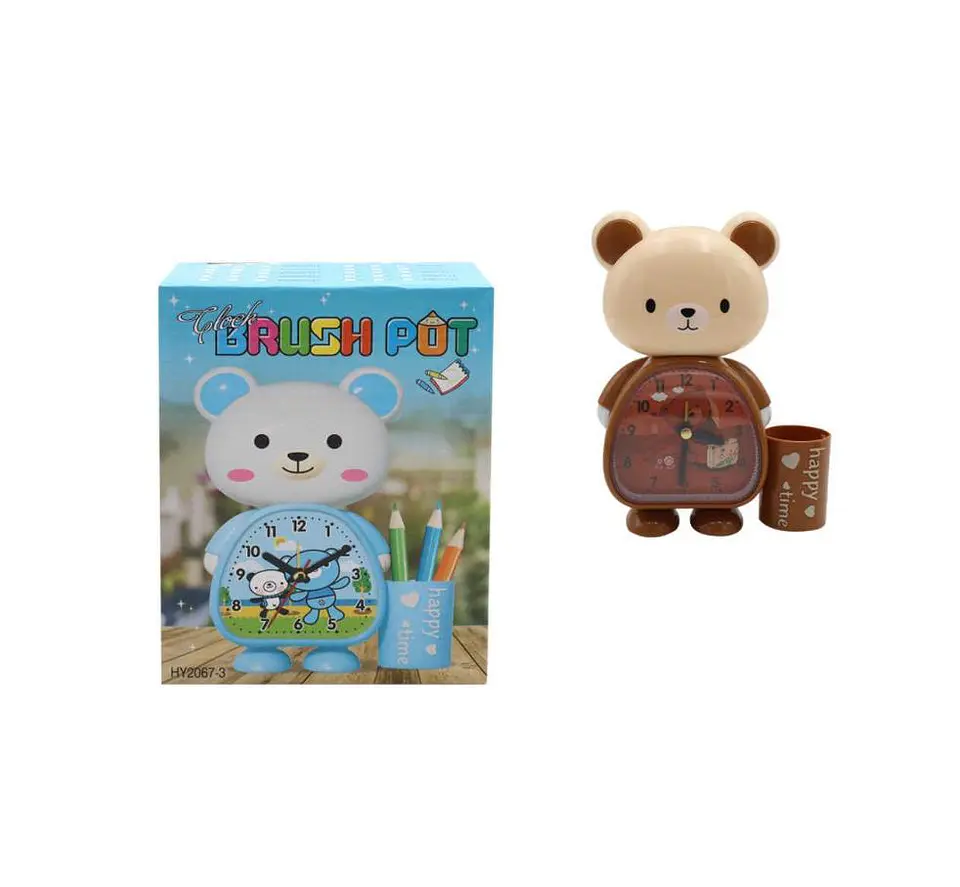 Reloj Despertador Infantil Diseño Oso Con Portalápices 5