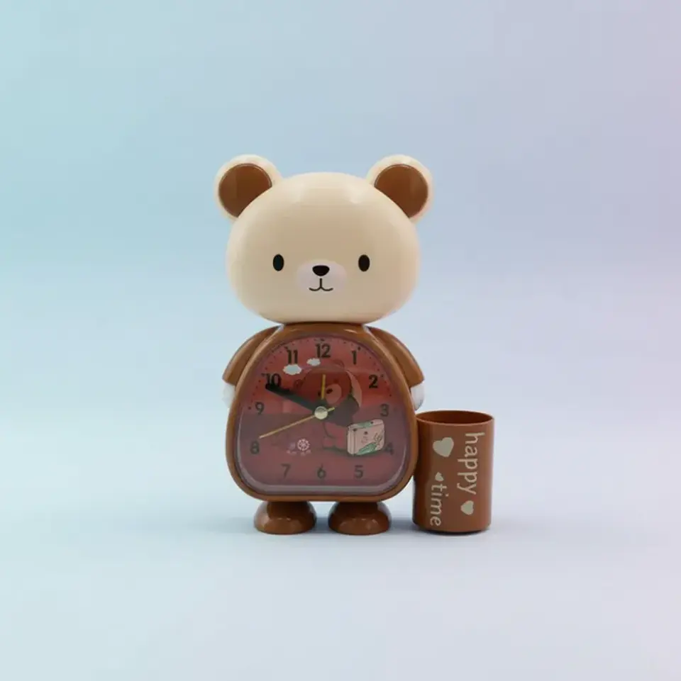 Reloj Despertador Infantil Diseño Oso Con Portalápices 6