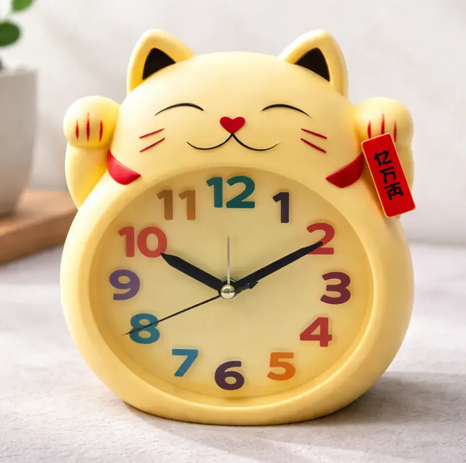 Reloj Despertador Gato De La Suerte Maneki-neko Decorativo 1