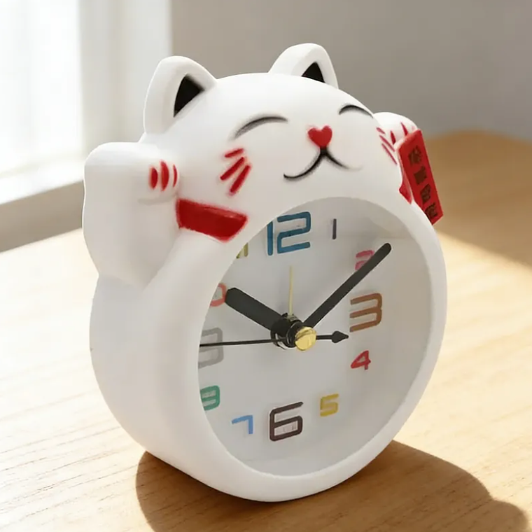 Reloj Despertador Gato De La Suerte Maneki-neko Decorativo 6