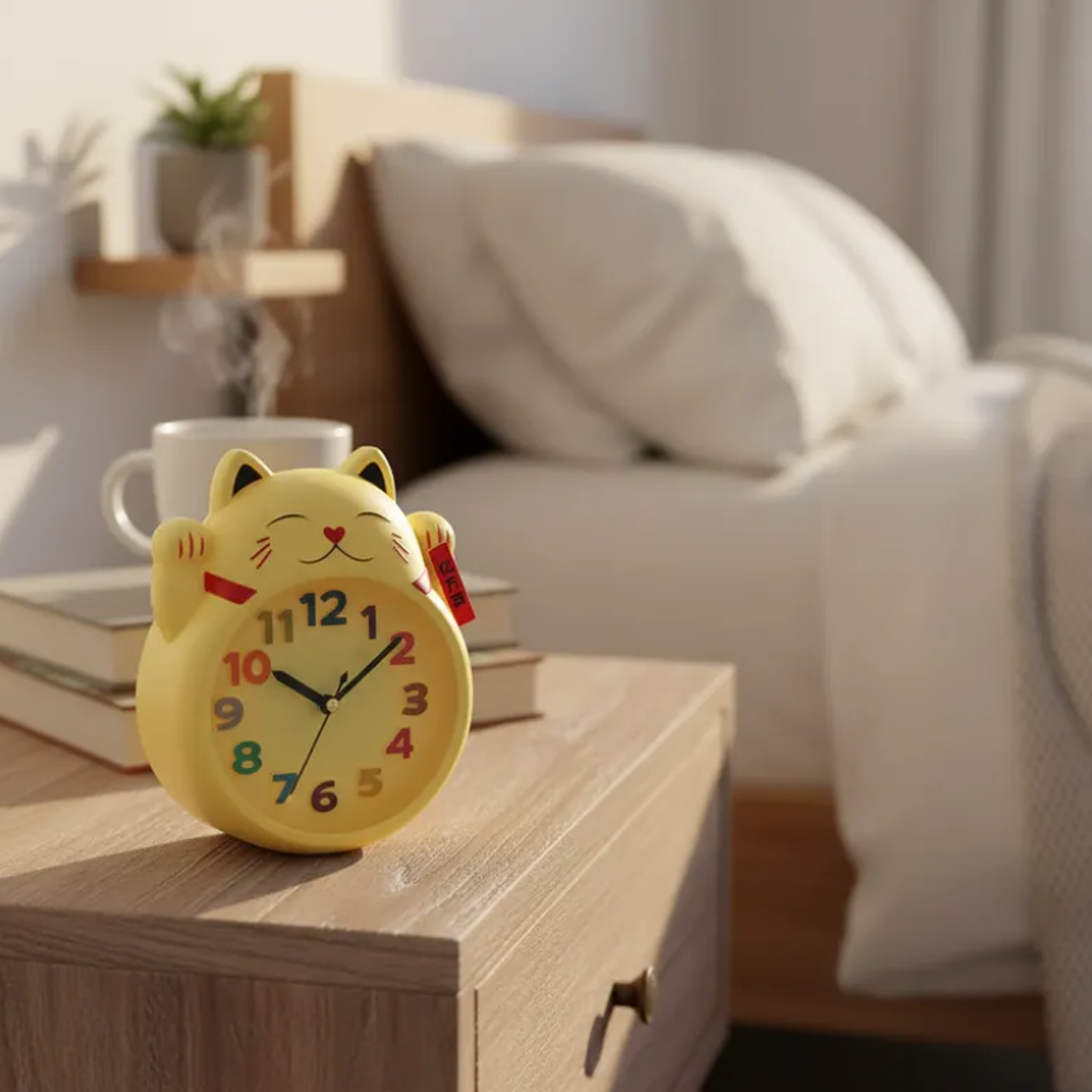 Reloj Despertador Gato De La Suerte Maneki-neko Decorativo 7