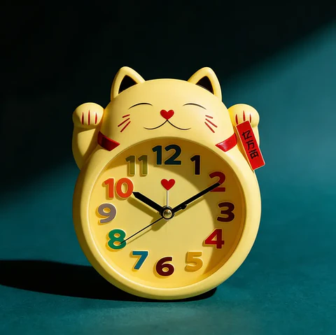 Reloj Despertador Gato De La Suerte Maneki Neko Decorativo