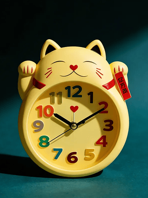 Reloj Despertador Gato De La Suerte Maneki Neko Decorativo