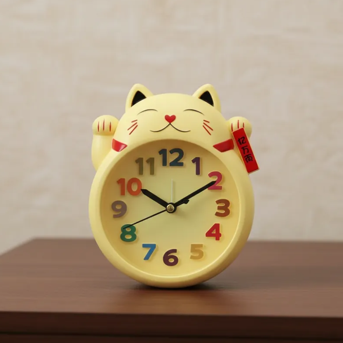 Reloj Despertador Gato De La Suerte Maneki Neko Decorativo 5