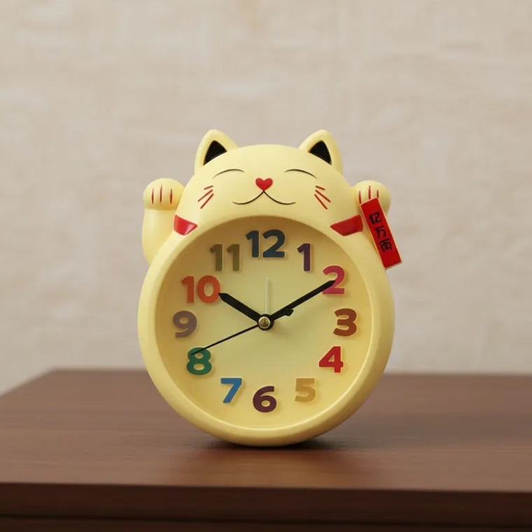 Reloj Despertador Gato De La Suerte Maneki Neko Decorativo 5