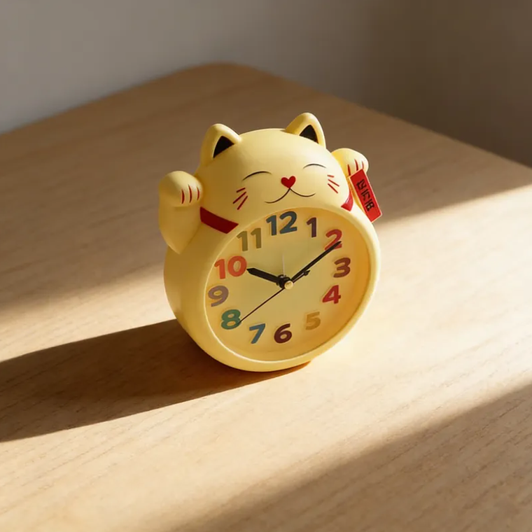 Reloj Despertador Gato De La Suerte Maneki Neko Decorativo 7