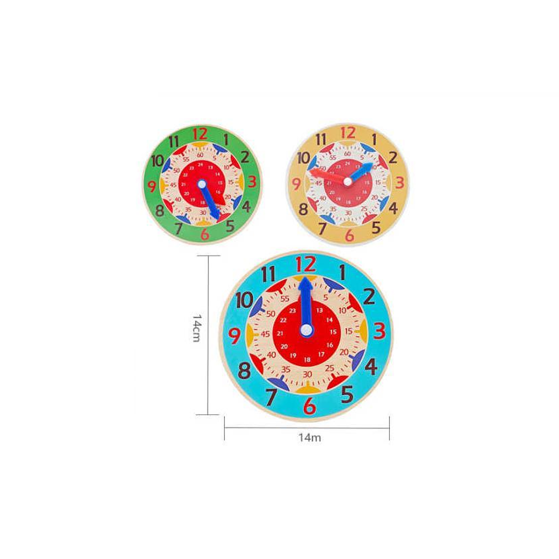 Set x6 Reloj didáctico de madera para aprender la hora 14cm 6