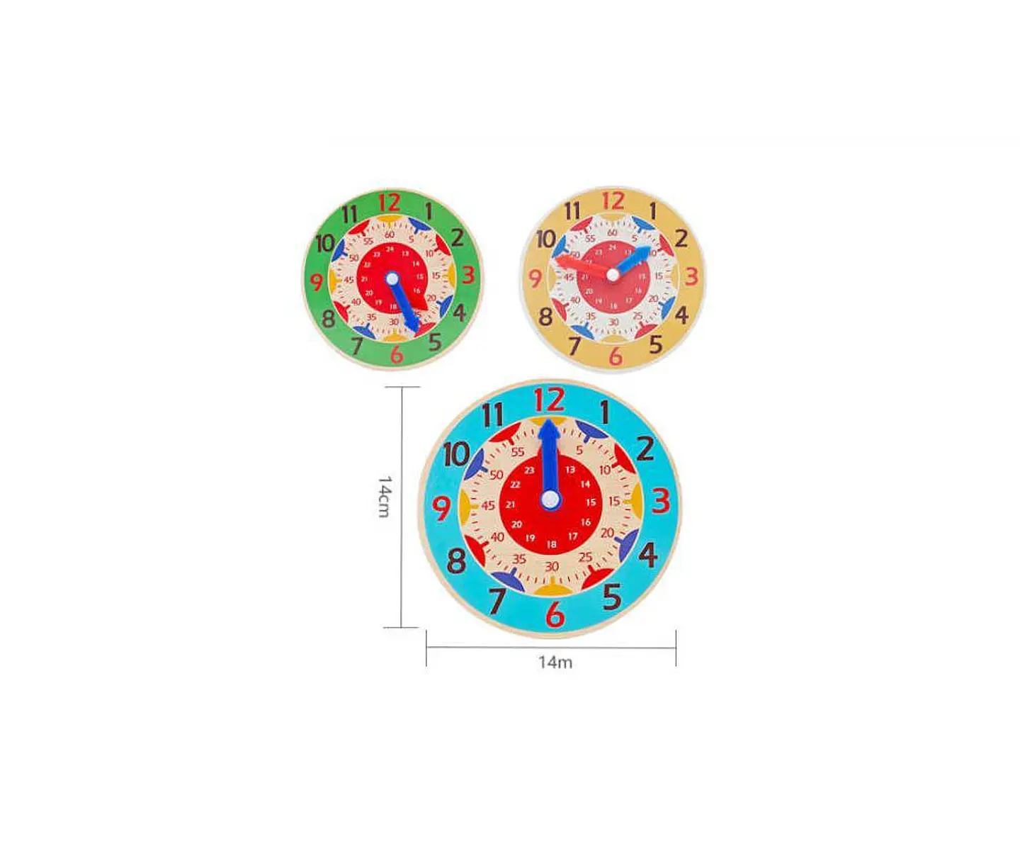 Set x6 Reloj didáctico de madera para aprender la hora 14cm 6