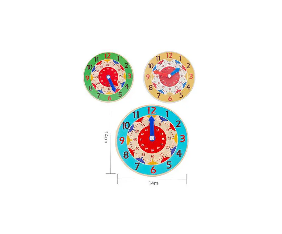 Set x6 Reloj didáctico de madera para aprender la hora 14cm 6