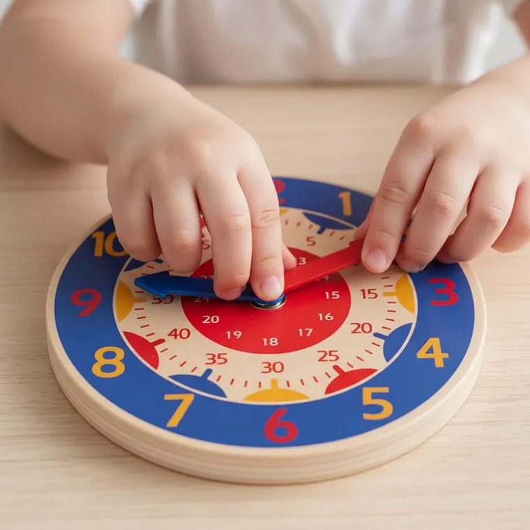 Set x6 Reloj didáctico de madera para aprender la hora 14cm 1