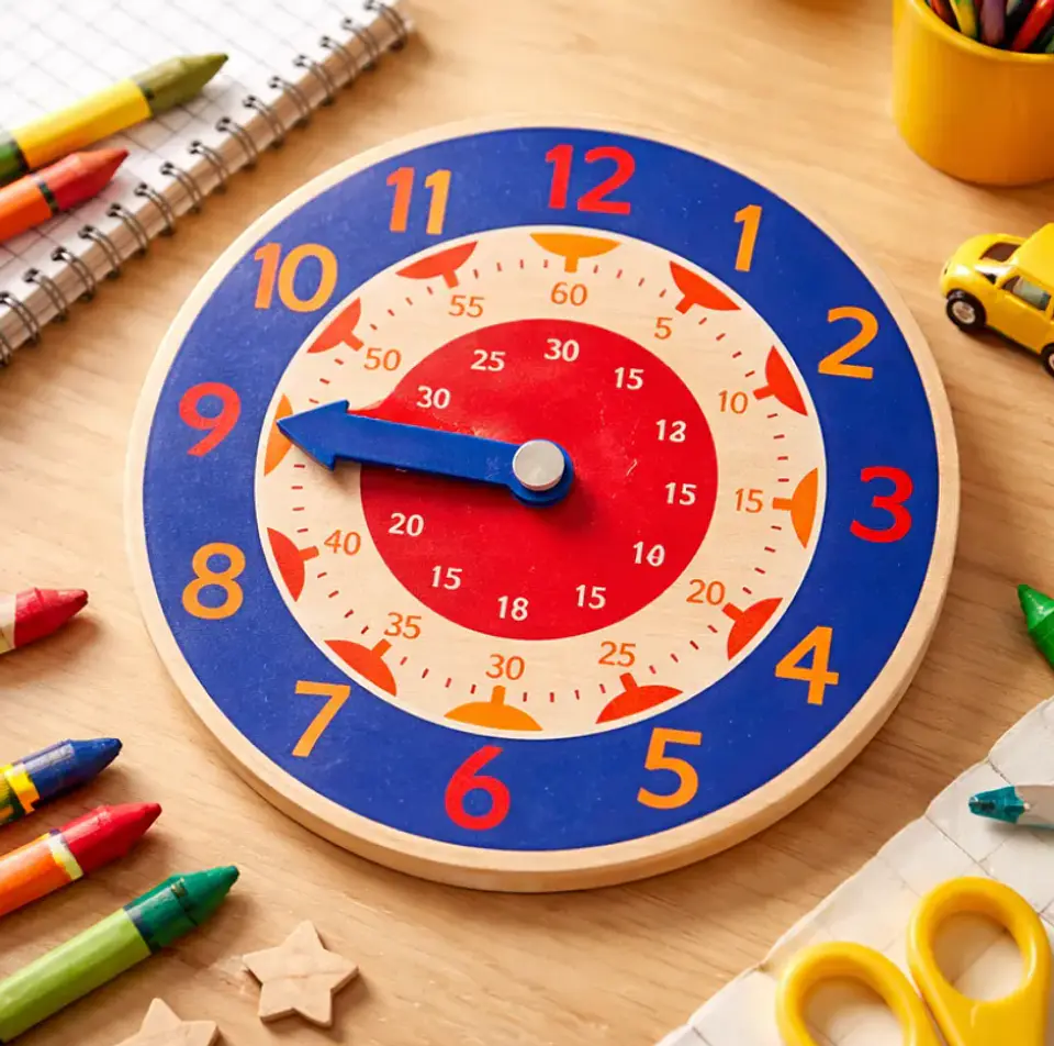 Set x6 Reloj didáctico de madera para aprender la hora 14cm 5