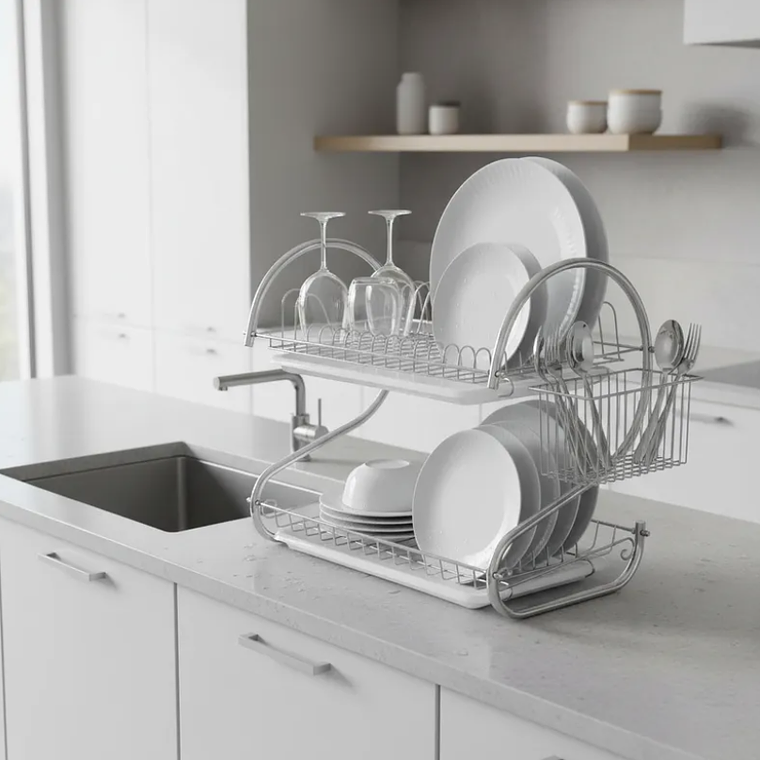 Secaplatos 2 Niveles Acero Cromado 54x37cm 2