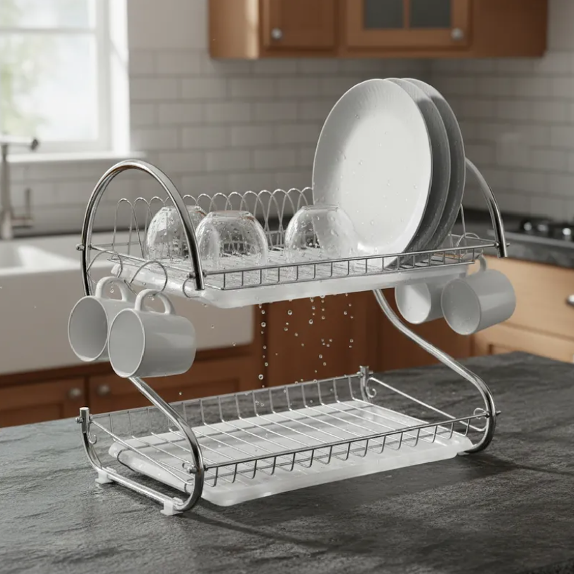 Secaplatos 2 Niveles Acero Cromado 54x37cm 4