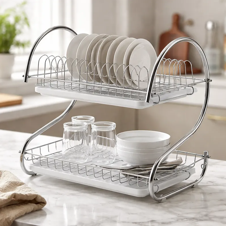 Secaplatos 2 Niveles Acero Cromado 54x37cm 5