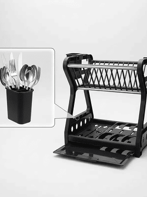 Secador De Loza Escurridor De Platos 2 Niveles Con Cubiertero