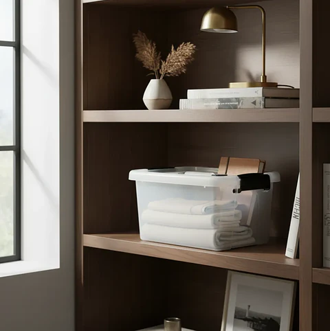 Caja organizadora plástica con tapa y asas 10L