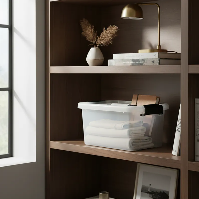 Caja organizadora plástica con tapa y asas 10L 2