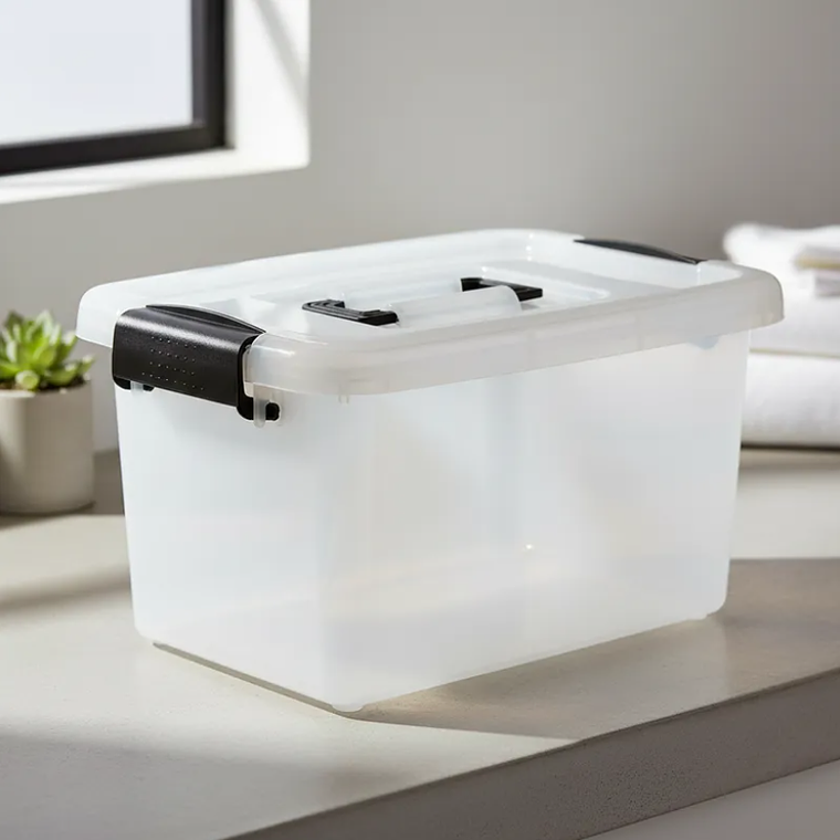 Caja organizadora plástica con tapa y asas 10L 4