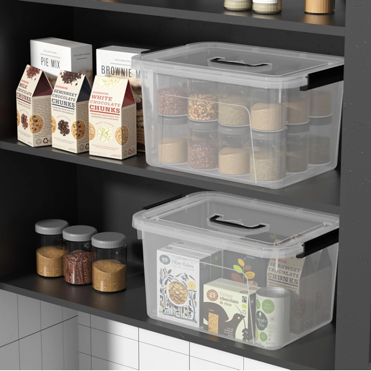 Caja organizadora plástica con tapa y asas 10L 7