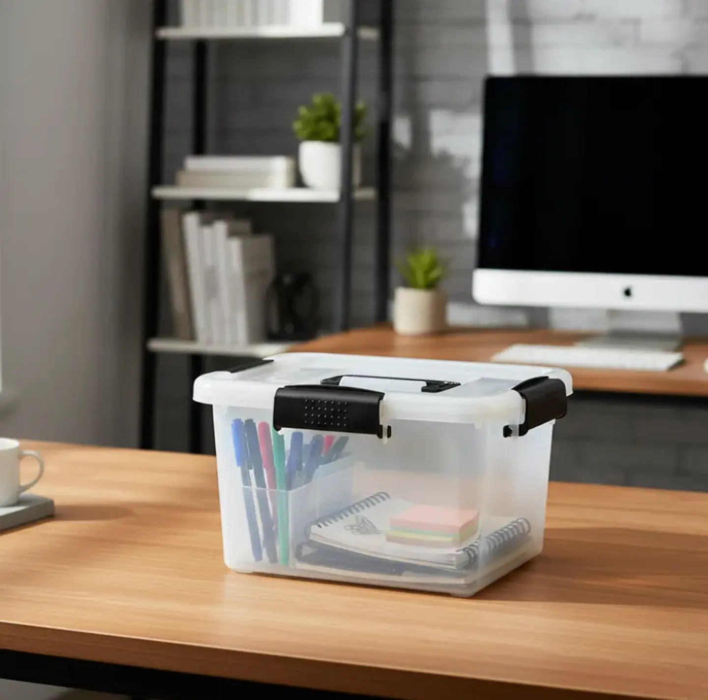 Caja organizadora plástica con tapa y asas 10L 8