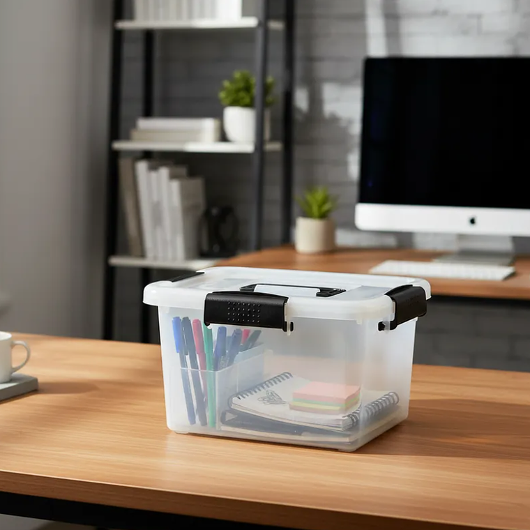 Caja organizadora plástica con tapa y asas 10L 8