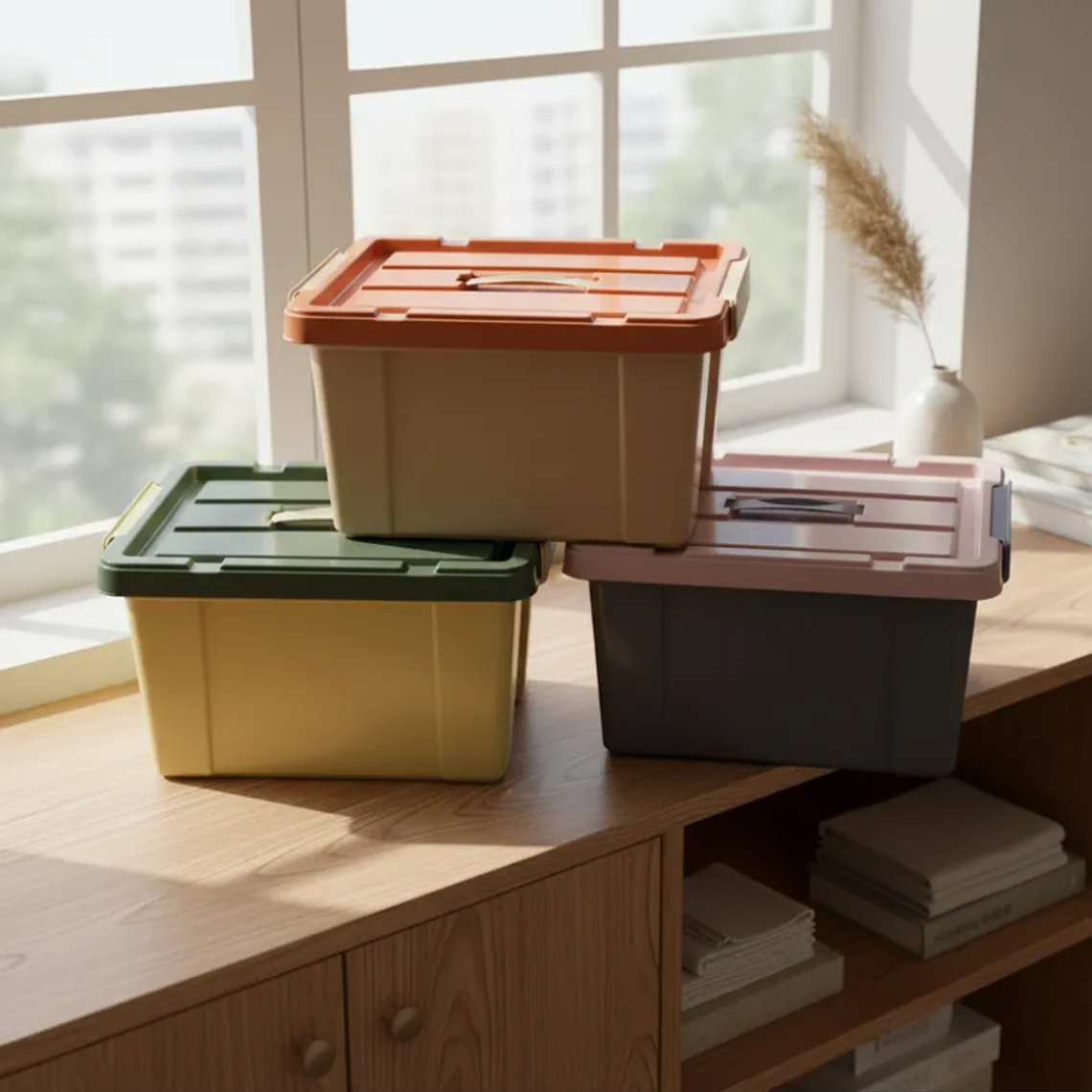 Caja Organizadora Plástica Con Tapa 15 Litros 38x22x28cm 9