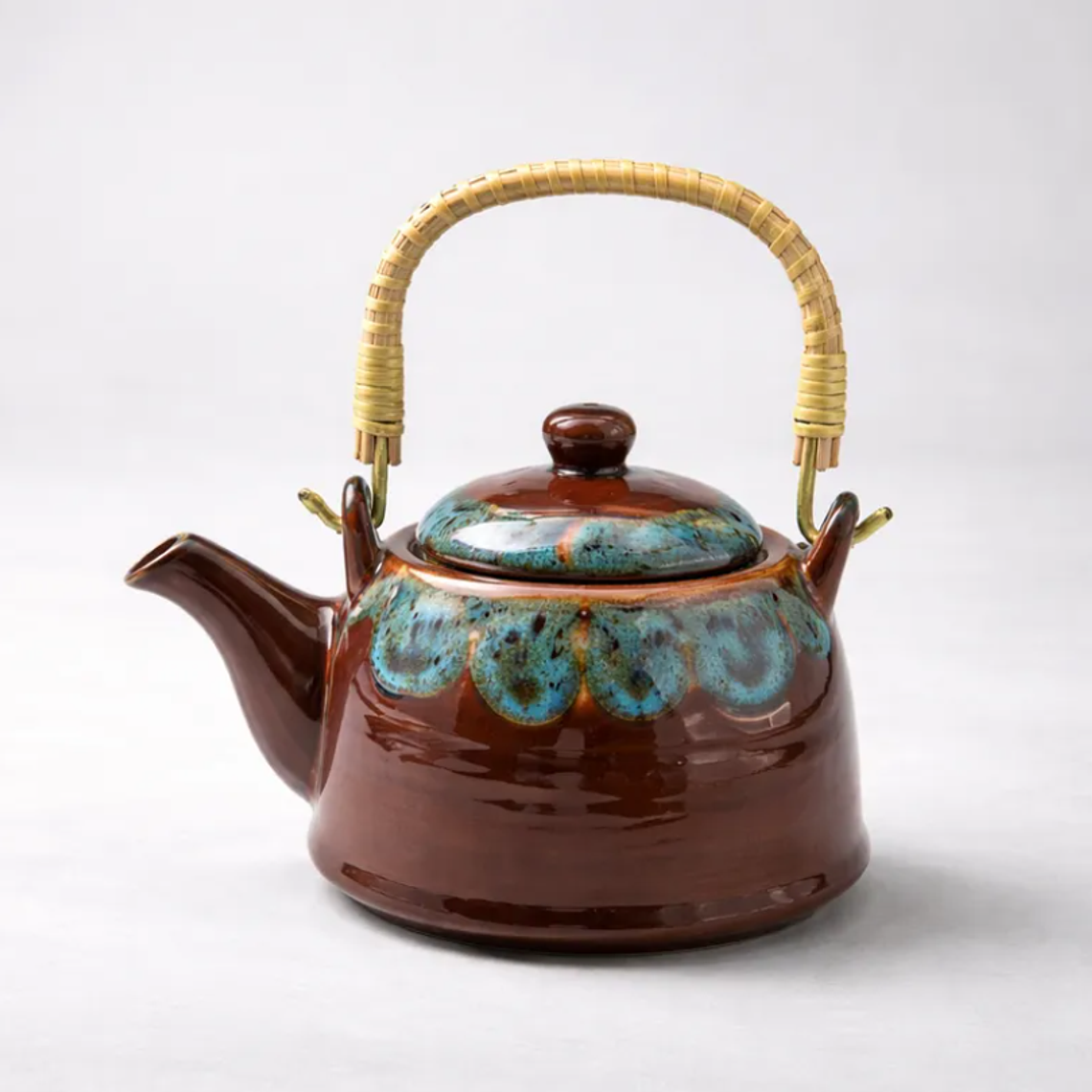 Tetera de Cerámica Esmaltada 600ml con Asa de Bambú 4