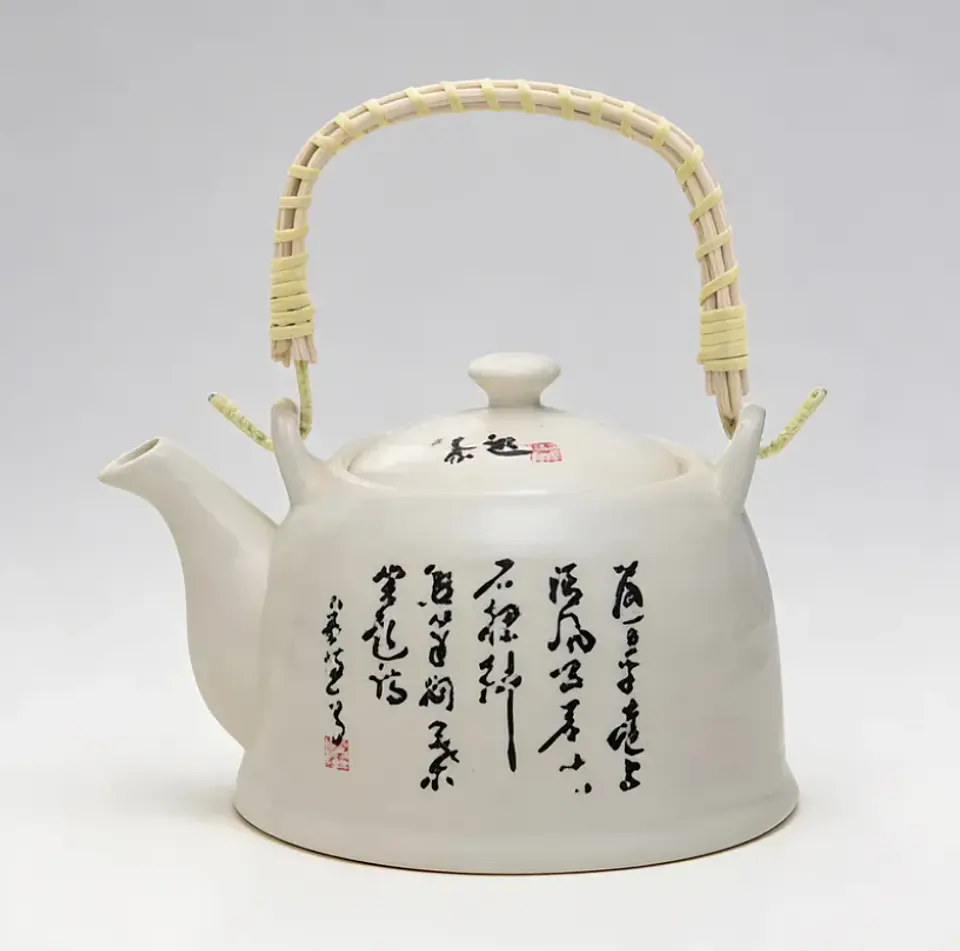 Tetera De Cerámica Estilo Oriental Con Caligrafía 800ml 4