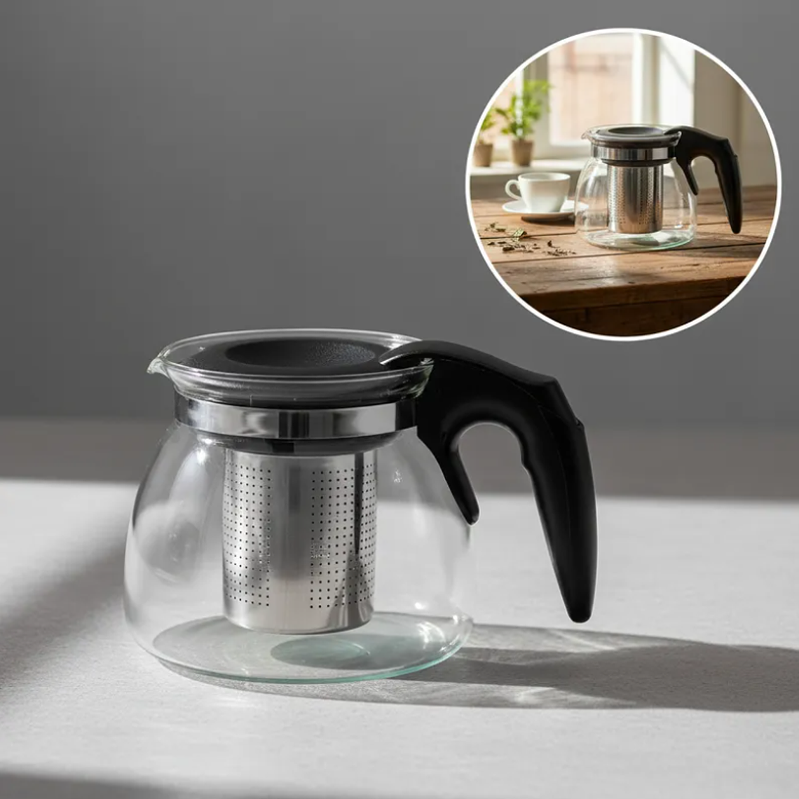 Tetera de vidrio con infusor acero inoxidable 1500ml 2