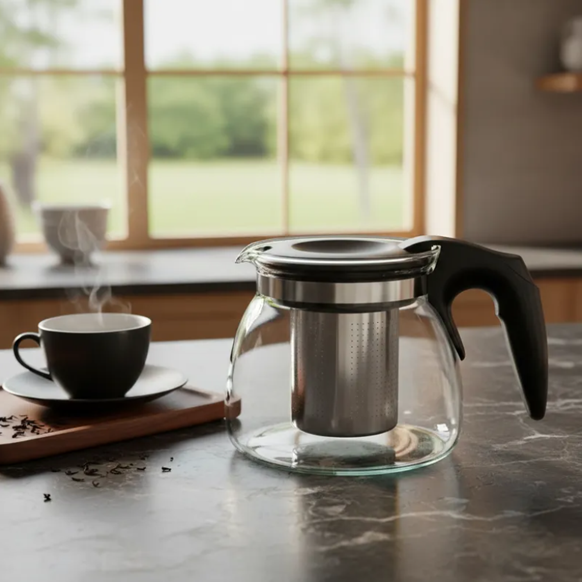 Tetera de vidrio con infusor acero inoxidable 1500ml 4