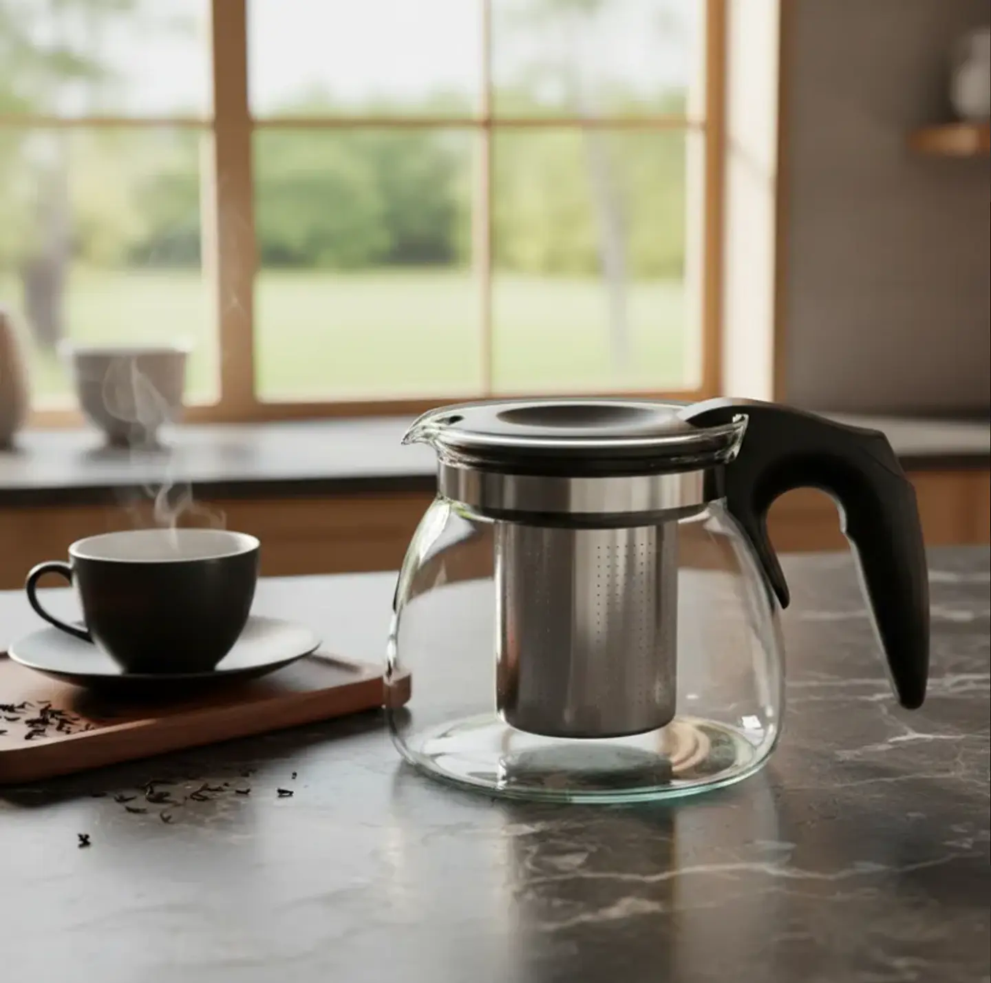 Tetera de vidrio con infusor acero inoxidable 1500ml 4