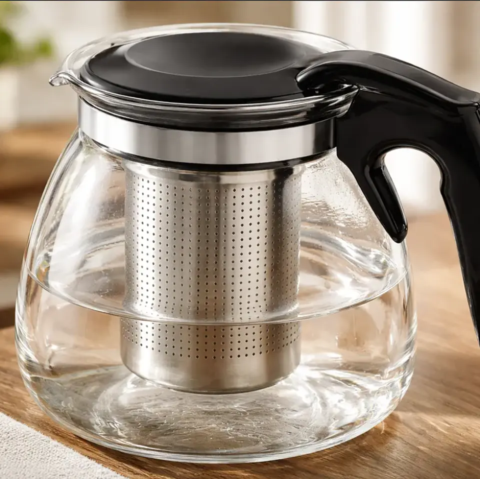 Tetera de vidrio con infusor acero inoxidable 1500ml 6