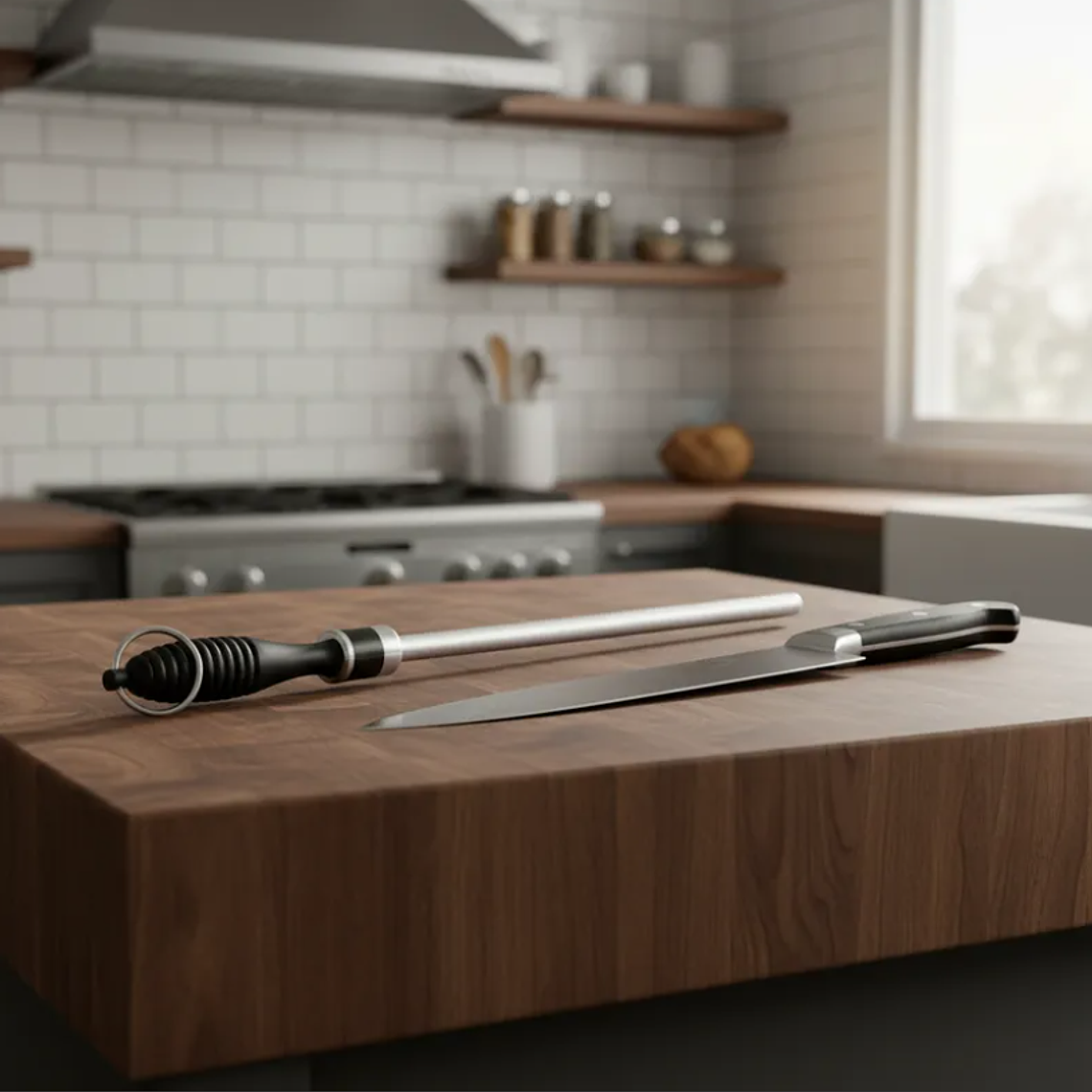 Chaira Afilador de chuchillo Acero 33 cm Mango Ergonómico 1