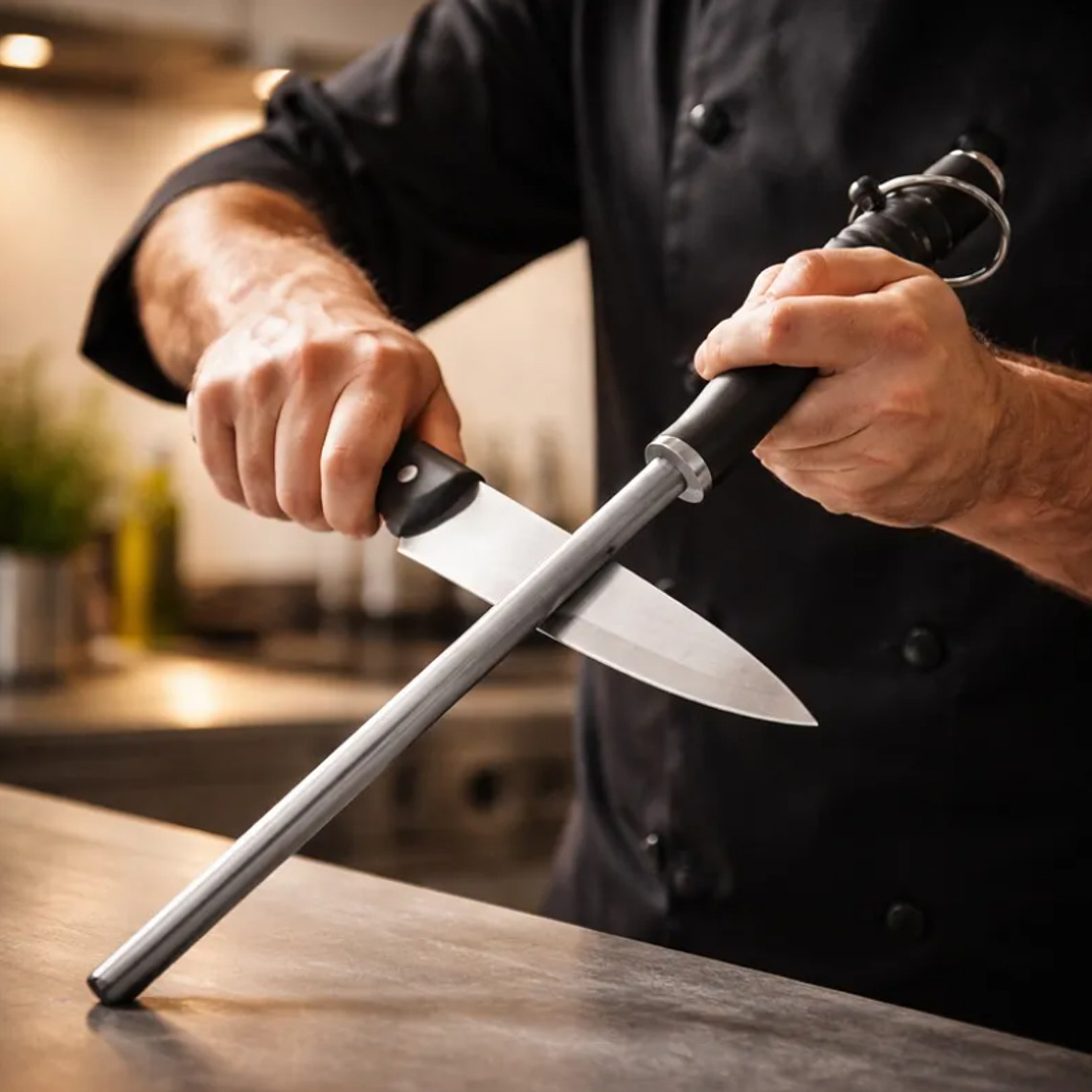 Chaira Afilador de chuchillo Acero 33 cm Mango Ergonómico 4