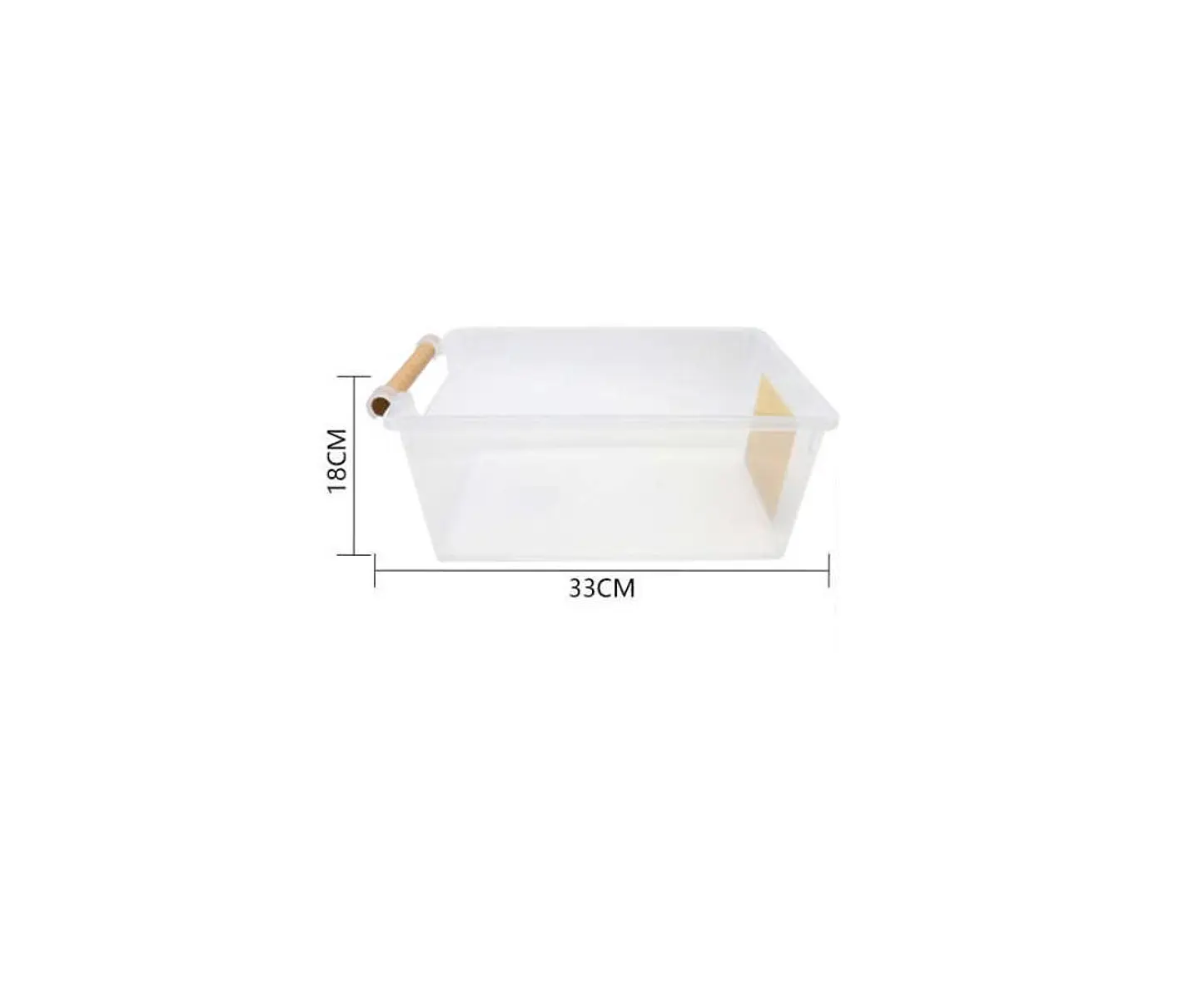 Caja organizadora transparente con asa de madera 3