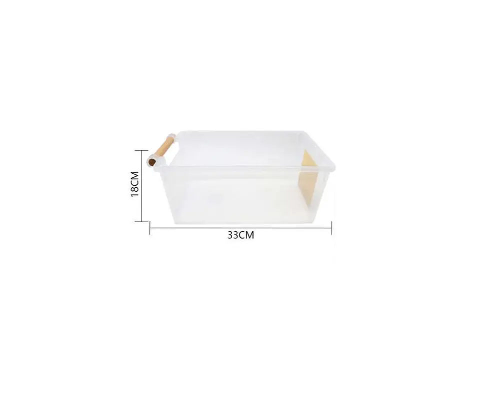Caja organizadora transparente con asa de madera 3