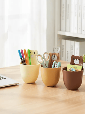 Organizador De Oso De Escritorio De Plastico 3psc