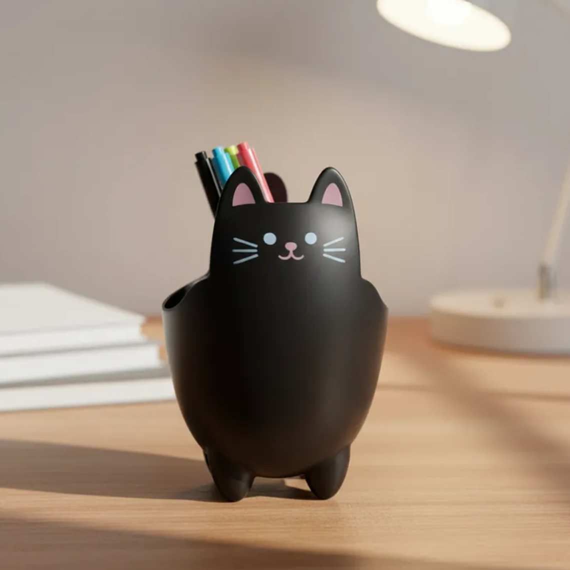 Porta Lápices Organizador Escritorio Diseño Gato Kawaii 20cm 3