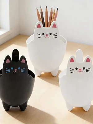 Porta Lápices Organizador Escritorio Diseño Gato Kawaii 20cm